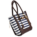 Tote Style Nylon Purse with Holster - Navy Stripe