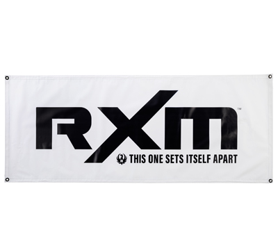 RXM Vinyl Banner - White w/ Black Logo